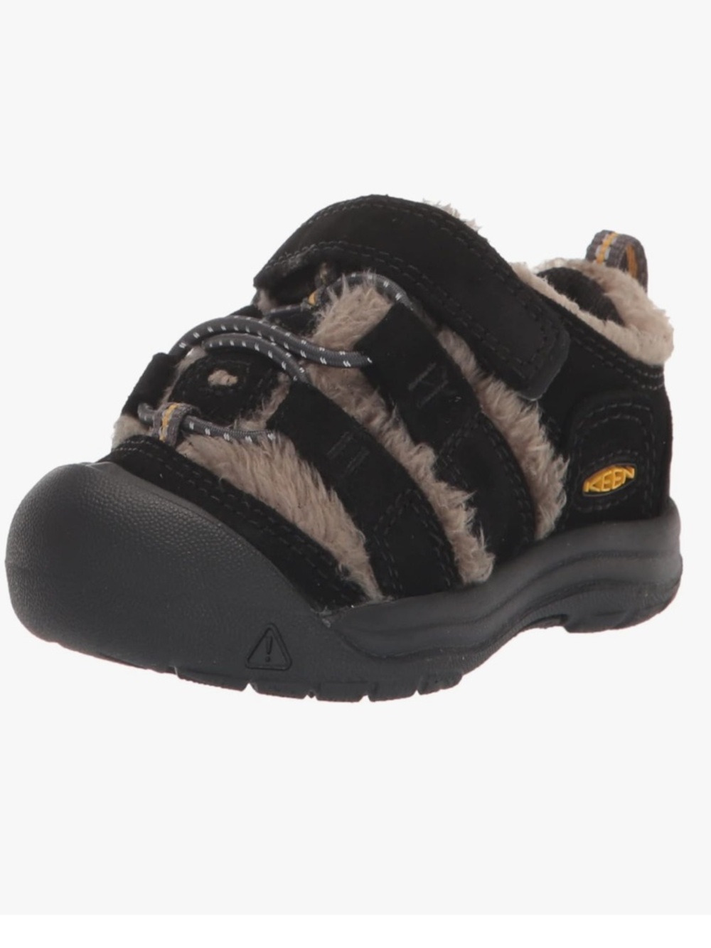Keen Kids Newport Black and Tan Fuzzy Strap Sneaker Toddler size 6 NWT